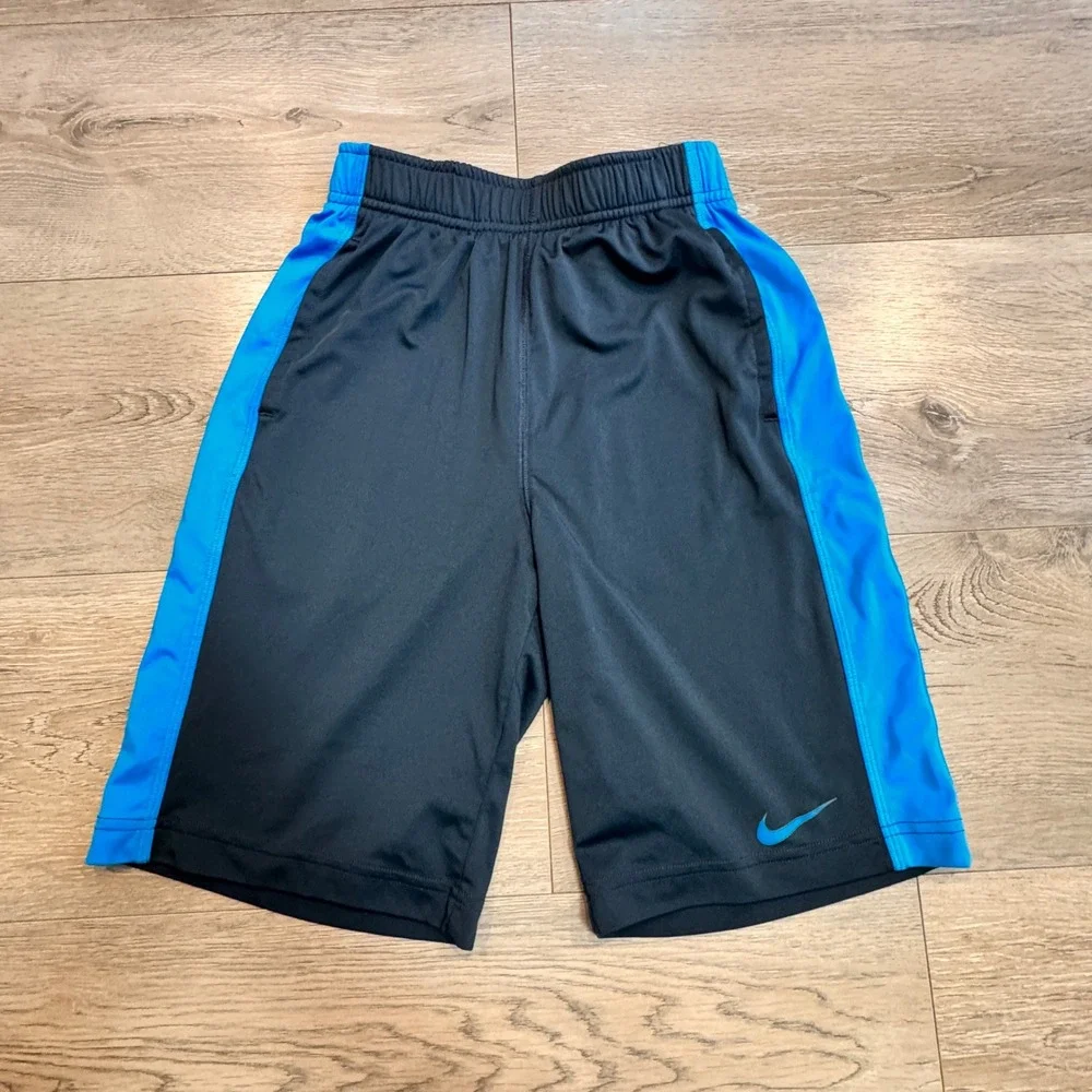 Nike Dri FIT Kids Boys Athletic Basketball Shorts Blue‎ Black Medium M